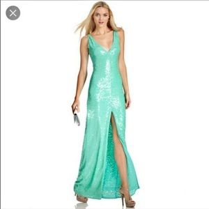 BCBGMaxAzria Aqua Sequin Gown